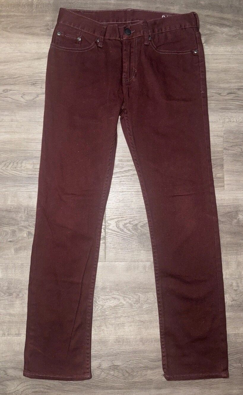 Bullhead Jeans Mens 29X30 Red Dillon Skinny Denim Medium Wash Maroon